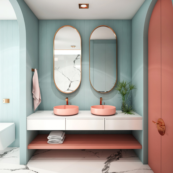 Modern Bathroom Interior design ,3d rendering ,3d illustration